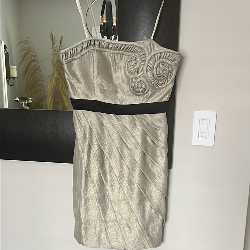 Gold Sheath Dress with Spaghetti Straps for Night Out